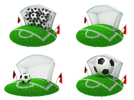 simsearch:400-03929924,k - Soccer Concepts - Set of 3D Football Gate and Balls. Photographie de stock - Aubaine LD & Abonnement, Code: 400-07836631