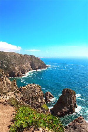 Cabo da Roca - the most western point of Europe. Coast of Portugal Stock Photo - Budget Royalty-Free & Subscription, Code: 400-07836846