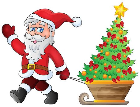 simsearch:400-05739196,k - Santa Claus walk theme 5 - eps10 vector illustration. Foto de stock - Royalty-Free Super Valor e Assinatura, Número: 400-07836888