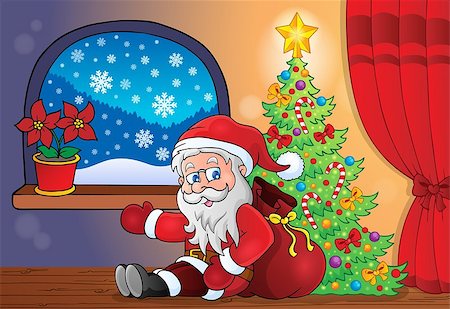 simsearch:400-07221216,k - Santa Claus indoor scene 8 - eps10 vector illustration. Photographie de stock - Aubaine LD & Abonnement, Code: 400-07836882