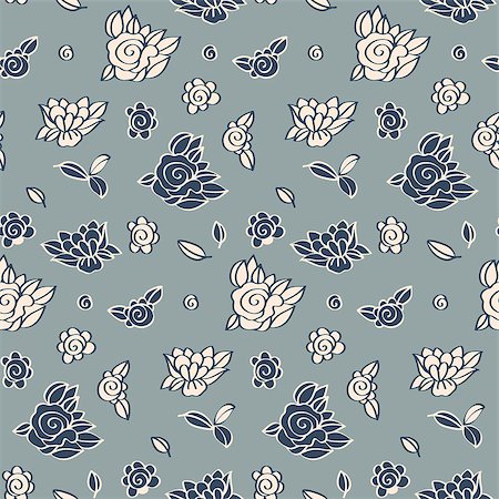 simsearch:400-07830872,k - Seamless pattern - black and white flower background.Vector illustration. Foto de stock - Royalty-Free Super Valor e Assinatura, Número: 400-07836970