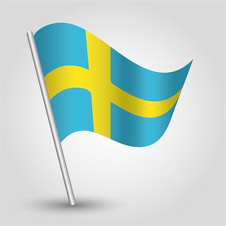 vector 3d waving swedish flag on pole - national symbol of Schweden with inclined metal stick Photographie de stock - Aubaine LD & Abonnement, Code: 400-07836983