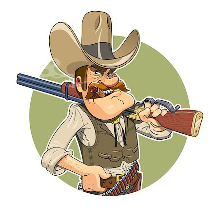 Cowboy with gun. Eps10 vector illustration. Isolated on white background Stock Photo - Budget Royalty-Free & Subscription, Code: 400-07837367