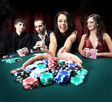 Stylish woman wins in the casino Stock Photo - Budget Royalty-Free & Subscription, Code: 400-07837450
