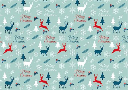 simsearch:400-07836814,k - Seamless Christmas pattern with reindeer, snowflake and trees, vector, digital wrapping paper Foto de stock - Super Valor sin royalties y Suscripción, Código: 400-07837524