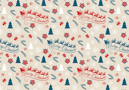 simsearch:400-07115285,k - Seamless Christmas pattern with Santa Claus and his reindeer, vector, digital wrapping paper Stock Photo - Budget Royalty-Free & Subscription, Code: 400-07837525