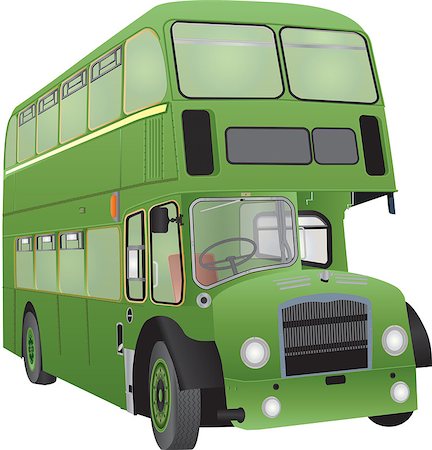 simsearch:400-08966595,k - A Vintage Green Double Decker Bus isolated on White Foto de stock - Super Valor sin royalties y Suscripción, Código: 400-07837520