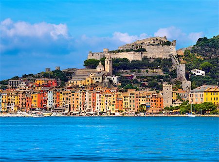 portovenere - View of Portovenere or Porto Venere (UNESCO world heritage site), seen from the Island of Palmaria. La Spezia, Liguria, Italy Photographie de stock - Aubaine LD & Abonnement, Code: 400-07837554