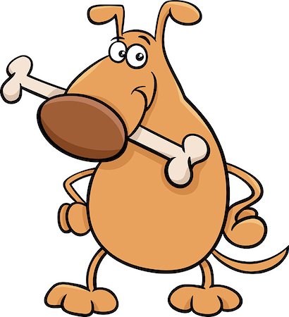 simsearch:400-07832657,k - Cartoon Illustration of Funny Dog Character with Bone Foto de stock - Royalty-Free Super Valor e Assinatura, Número: 400-07837818