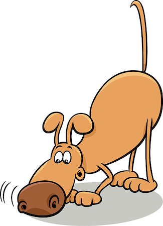 simsearch:400-07832657,k - Cartoon Illustration of Funny Dog Character with Sniffing and Trucking Foto de stock - Royalty-Free Super Valor e Assinatura, Número: 400-07837812