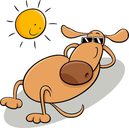 simsearch:400-07832657,k - Cartoon Illustration of Funny Dog Character Taking a Sunbath Foto de stock - Royalty-Free Super Valor e Assinatura, Número: 400-07837813