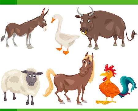 simsearch:400-08012943,k - Cartoon Illustration of Funny Farm Animals Set Foto de stock - Super Valor sin royalties y Suscripción, Código: 400-07837830