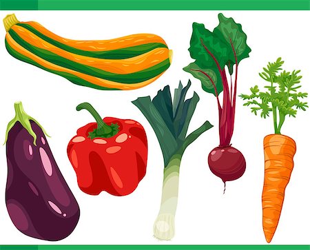 simsearch:400-09050960,k - Cartoon Illustration Set of Vegetables Food Objects Foto de stock - Super Valor sin royalties y Suscripción, Código: 400-07837831