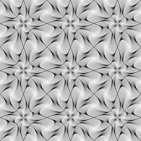 simsearch:400-08050050,k - Design seamless twirl movement striped geometric pattern. Abstract monochrome waving lines background. Vector art. No gradient Stockbilder - Microstock & Abonnement, Bildnummer: 400-07838131