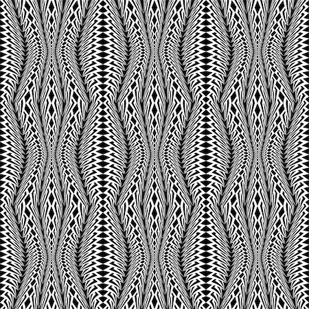 simsearch:400-07827654,k - Design seamless monochrome stripy pattern. Abstract warped textured background. Vector art Stock Photo - Budget Royalty-Free & Subscription, Code: 400-07838132