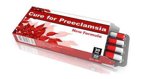 plazenta - Cure for Preeclampsia, Pills Blister getting out from Red Box over White Background. Stockbilder - Microstock & Abonnement, Bildnummer: 400-07838319