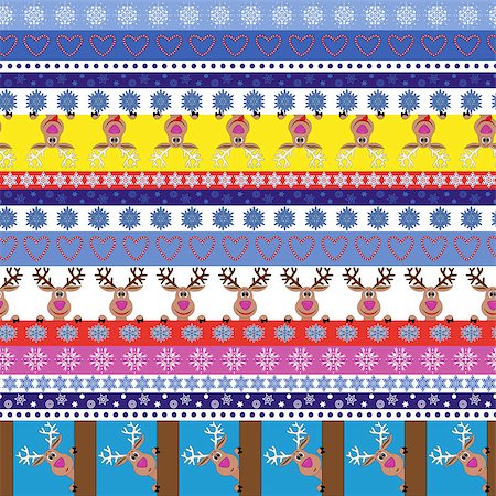 simsearch:400-08054244,k - Christmas and New Year striped seamless vector pattern with cute reindeer and multicolour horizontal strips Foto de stock - Super Valor sin royalties y Suscripción, Código: 400-07838550