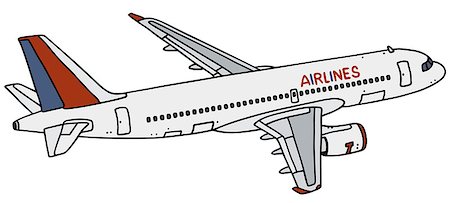 Hand drawing of a white jet airliner - not a real type Stock Photo - Budget Royalty-Free & Subscription, Code: 400-07838562