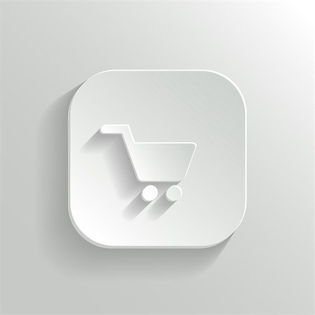 simsearch:400-04442555,k - Shopping cart icon - vector white app button with shadow Photographie de stock - Aubaine LD & Abonnement, Code: 400-07838840