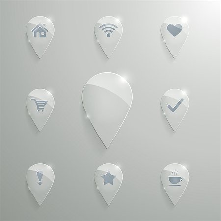 Vector set of transparent glossy map pins Stock Photo - Budget Royalty-Free & Subscription, Code: 400-07838841
