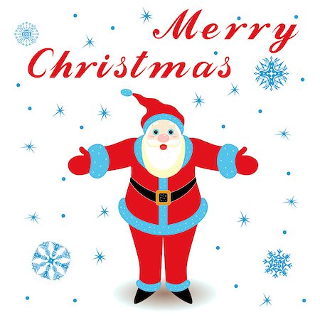 simsearch:400-07223723,k - Marry Christmas with happy Santa Claus, hand drawing cartoon vector greeting card Stock Photo - Budget Royalty-Free & Subscription, Code: 400-07838954