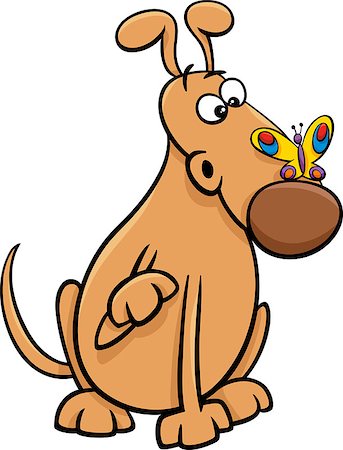 simsearch:400-07832657,k - Cartoon Illustration of Funny Dog Character with Butterfly on his Nose Foto de stock - Royalty-Free Super Valor e Assinatura, Número: 400-07838969