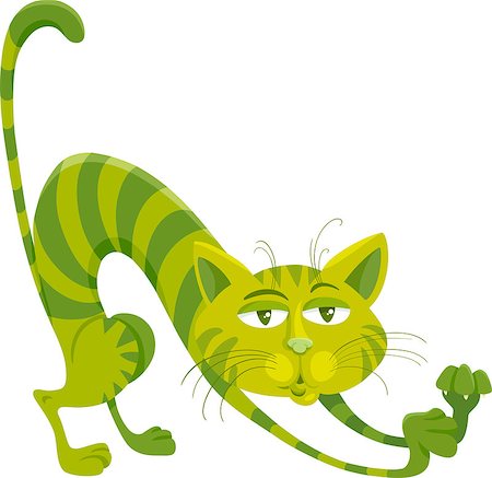 simsearch:400-06521019,k - Cartoon Illustration of Funny Green Cat Character Foto de stock - Super Valor sin royalties y Suscripción, Código: 400-07838990