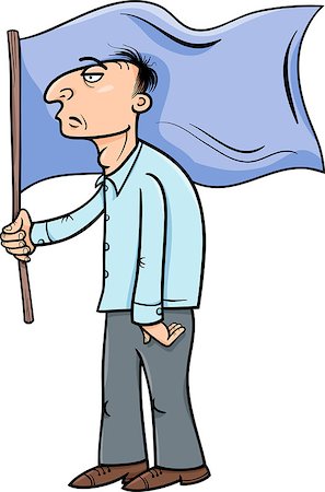 simsearch:400-07838992,k - Cartoon Illustration of Man Holding a Flag Stock Photo - Budget Royalty-Free & Subscription, Code: 400-07838992