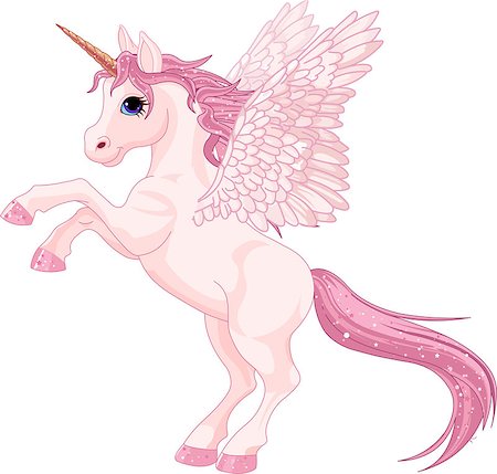 simsearch:400-08015077,k - Illustration of beautiful pink Unicorn Pegasus Foto de stock - Super Valor sin royalties y Suscripción, Código: 400-07839290