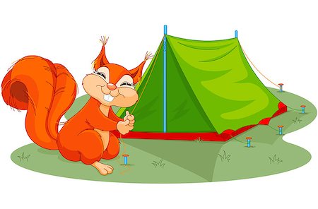 simsearch:400-08258875,k - Illustration of funny squirrel sets tent Stock Photo - Budget Royalty-Free & Subscription, Code: 400-07839330