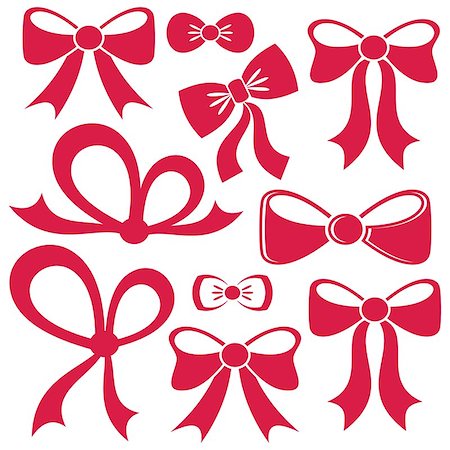 Set of different decorative red vector bows isolated Stock Photo - Budget Royalty-Free & Subscription, Code: 400-07839361
