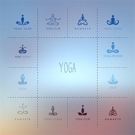 sun care - Vector illustration of Set of logos for a yoga studio Foto de stock - Super Valor sin royalties y Suscripción, Código: 400-07839390