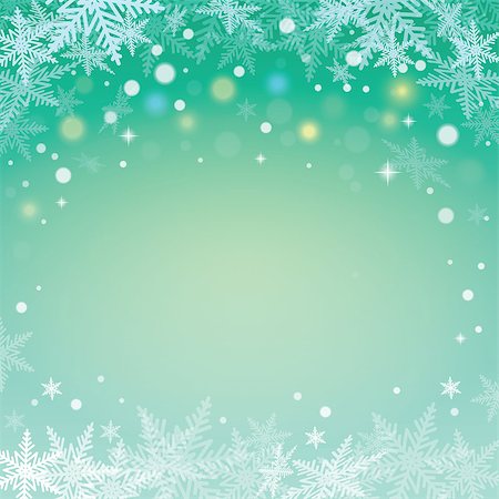 simsearch:400-08407579,k - Christmas snowflakes on green background. Vector illustration. Photographie de stock - Aubaine LD & Abonnement, Code: 400-07839392