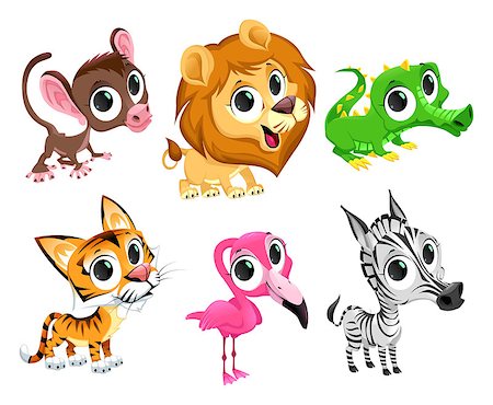 simsearch:400-04184143,k - Funny african animals. Vector cartoon isolated characters. Fotografie stock - Microstock e Abbonamento, Codice: 400-07839547