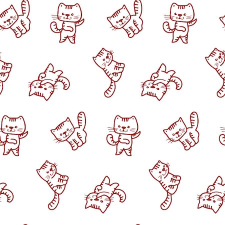 simsearch:400-07315892,k - Seamless pattern - funny cartoon kittens. Fotografie stock - Microstock e Abbonamento, Codice: 400-07839627