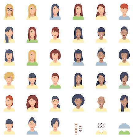 person vector - Set of the female faces Stock Photo - Budget Royalty-Free & Subscription, Code: 400-07839684