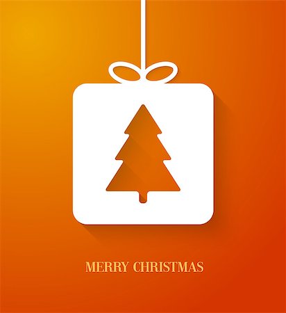 Christmas paper card with hanging toy. Vector illustration. Stock Photo - Budget Royalty-Free & Subscription, Code: 400-07839697