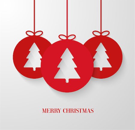 Christmas paper card with hanging toy. Vector illustration. Photographie de stock - Aubaine LD & Abonnement, Code: 400-07839699