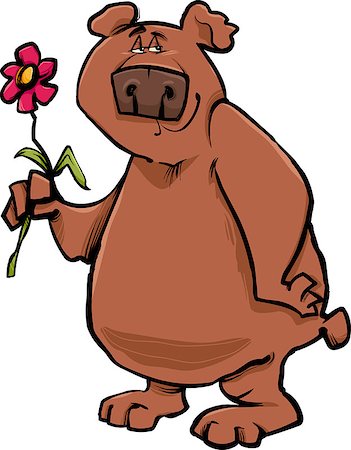 simsearch:400-07829391,k - Cartoon Sketch Illustration of Funny Wild Bear with Flower Photographie de stock - Aubaine LD & Abonnement, Code: 400-07839904