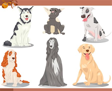 Cartoon Illustration of Funny Purebred Dogs Pets Set Stock Photo - Budget Royalty-Free & Subscription, Code: 400-07839912