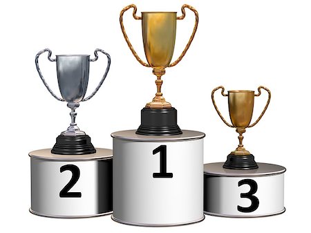 podium not business - Illustration of highly polished trophies on a podium showing first, second and third places Stock Photo - Budget Royalty-Free & Subscription, Code: 400-07830000