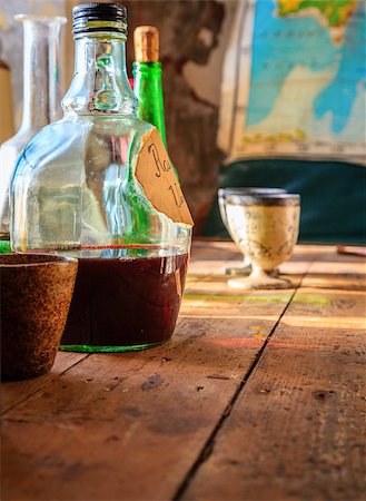 Bottle of vinegar on a table in abandoned shop in Iceland Stock Photo - Budget Royalty-Free & Subscription, Code: 400-07830202