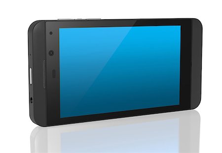 new Smartphone with blue blank screen on white background Foto de stock - Super Valor sin royalties y Suscripción, Código: 400-07830217