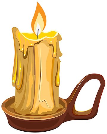 simsearch:400-08096998,k - Burning wax candle in a stand. Illustration in vector format Stockbilder - Microstock & Abonnement, Bildnummer: 400-07830286