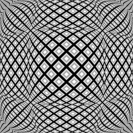 simsearch:400-07631338,k - Design monochrome warped diamond pattern. Abstract convex textured background. Vector art. No gradient Stockbilder - Microstock & Abonnement, Bildnummer: 400-07830330