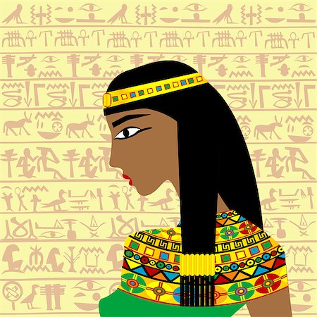 Ancient Egyptian woman profile over a background with Egyptian hieroglyphs Stock Photo - Budget Royalty-Free & Subscription, Code: 400-07830377