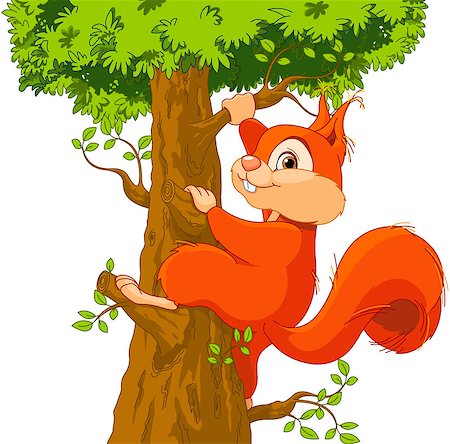 Illustration of very cute squirrel climbs a tree Stock Photo - Budget Royalty-Free & Subscription, Code: 400-07830538