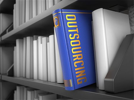 simsearch:400-07819447,k - Outsourcing - Blue Book on the Black Bookshelf between white ones. Stock Photo - Budget Royalty-Free & Subscription, Code: 400-07830620