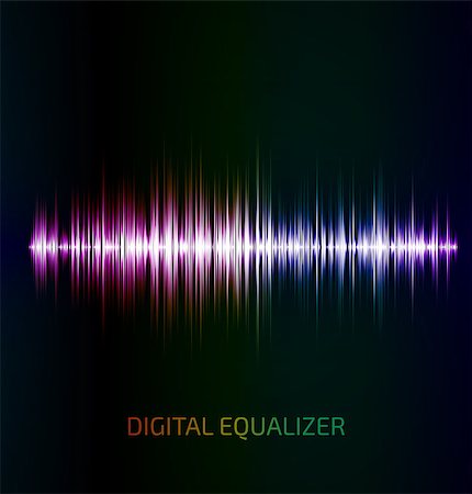 recorder - Abstract colorful music equalizer on black background. Vector illustration Stock Photo - Budget Royalty-Free & Subscription, Code: 400-07830761