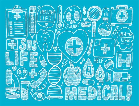 pharmacy icons - doodle medical background Stock Photo - Budget Royalty-Free & Subscription, Code: 400-07830815